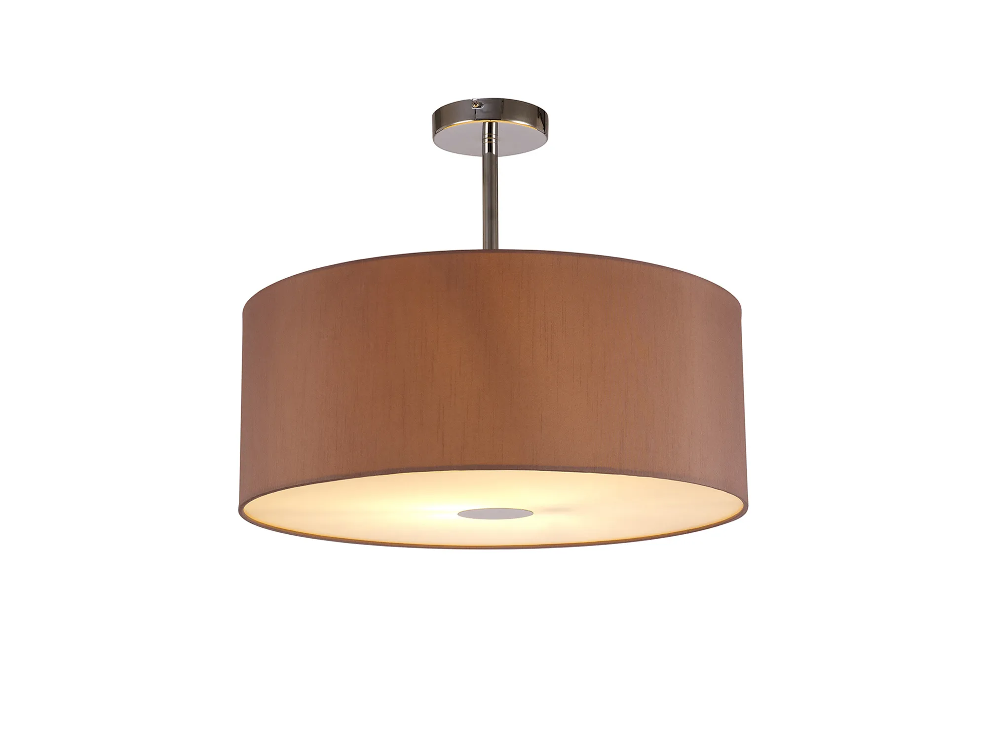Baymont 50cm Semi Flush 1 Light Polished Chrome, Taupe/Halo Gold, Frosted Diffuser